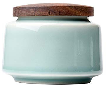 Gyj&mmm Formaggiera Lattine di tè in Ceramica Fatte a Mano, lattine di caffè con coperchi in Legno, semplici contenitori di stoccaggio Zuccheriere (Color : A)