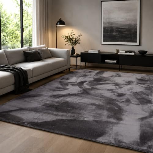 Pergamon Luxus Super Soft Kunstfell Teppich Pearl Einfarbig – Wohnzimmer, Rund & Eckig