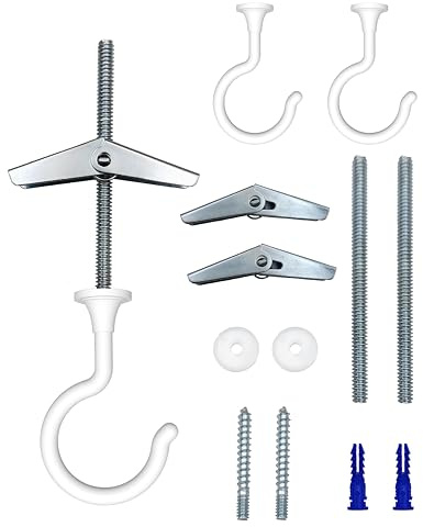 NACETURE Large Swag Hooks Plant Hooks for Ceiling Hooks for Hanging Plants - Ceiling Hangers Heavy Duty for Hanging Light - Chandelier Hook Ceiling Installation for Cavity Wall Fixing(White 2 Pack)