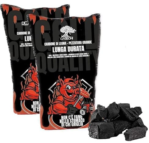 Virsus Carbone di Legna 2 Sacchi da 9 kg Netti di Puro Carbone Vegetale per Barbecue, Carbone di legna 100%, Combustibile Ecologico, Naturale, Grill, Grigliata o Barbecue da Tavolo (18Kg)