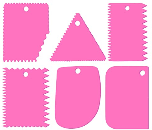 CUHZA Raschietto per pasta in plastica, confezione da 6 raschietti per pasticceria, raschietto per crema, raschietto per pizza per torte, pane, pasticceria fai da te (rosa)
