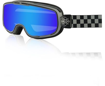 OLYSPM Photochromatische MTB Brille,Motocross Brille,Motorradbrille Vintage mit Verstellbarem,Rutschfestem Riemen,Motorrad Brillen mit Wasserdichtem,Staubdichtem,UV-Schutz