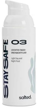 salted. Leichtes Tages- und Nachtfluid | 50 ml | Spendet Feuchtigkeit ohne zu fetten | Mit Vitamin E und Jojobaöl | Pflegende Gesichtscreme | Für ölige und Mischhaut | Vegan | Parfümfrei | Pure