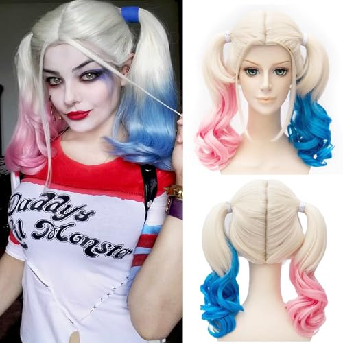 Quinn Perücke Damen,Lang Cosplay Perücke,Kostüm Perücke Damen,für Karneval Halloween Fasching Kostüme Party