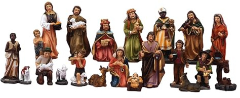 Sharplace 20-teiliges Weihnachtskrippenfiguren-Set aus Kunstharz, Statue, Ornament, traditionelle Krippenfiguren, Weihnachten