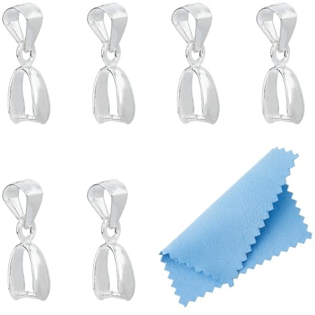 DICOSMETIC 6 Stück 925 Sterlingsilber Anhänger Klemmbügel Clip Anhänger Verschluss Verbindungsbügel Eispickel Klemmbügel Mit Poliertuch Für Die Schmuckherstellung