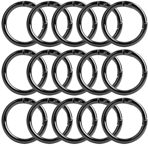 15 Stück 33mm Runde Karabiner Schwarz - Strapazierfähige Zinklegierung, Schlüsselringe für Schlüsselanhänger, Taschen, Schmuck, DIY Handwerksprojekte