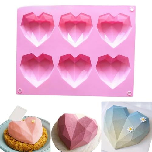 Stampo Per Cubetti Di Ghiaccio 1 Pc 6 Cavità A Forma Di Cuore A Forma Di Silicone Stampo Mousse Mousse Strumenti Di Panetteria Forme Per Sapone-Predefinito