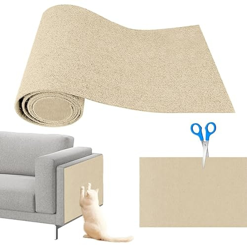 DaPongZhi Kratzmatte Katze, Kratzmatte selbstklebend, Kratzschutz Sofa Katze, Kratzbrett Katzen Wand, Katzenkratzmatte, AntiKratz Tape für Möbel Couch Sofa Wand Tür Schutz (Beige, 40x200cm)