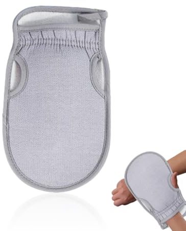 2 Stück Peelinghandschuh Körper Peeling für Hamam, Sauna, Dusche, Körperpeeling & Massage Handschuhe (Grau)