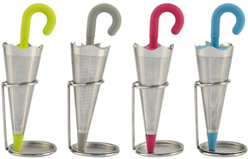 Hperu Sloth Tea Infuser Umbrella Tea Infuser 4PCS Reusable Cute Tea Diffuser with Drip Tray Stainless Steel Fine Mesh Loose Tea Infuser with Silicone Lid for Tea Cups Mugs Teapots