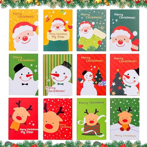 Auzlya 24 stück Mini Notizblock Weihnachten,Weihnachts Notizbuch | Weihnachten Cartoon Notebook,Weihnachten Notizblöcke Kinder,Weihnachten Party Geschenke Bag Fillers,Zufälliges Farbmuster
