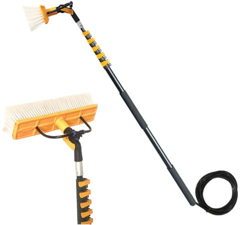 SPXMQSS Teleskop Waschbürste, Wasserbesen mit Teleskopstiel, Teleskopstange Waschbürste Fensterputzer Sonnenkollektor Solar-photovoltaik-Panel-Reinigungsbürste 6m