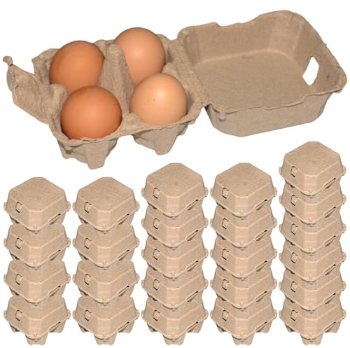 Enten Eierkartons 25pcs Eierkartons 4 Zählungen Kapazität Eierkisten wiederverwendbare natürliche Zellstoffkartons Stapelbare Enten Eierkarton Eierlager für Familienfarmmarkt Küche