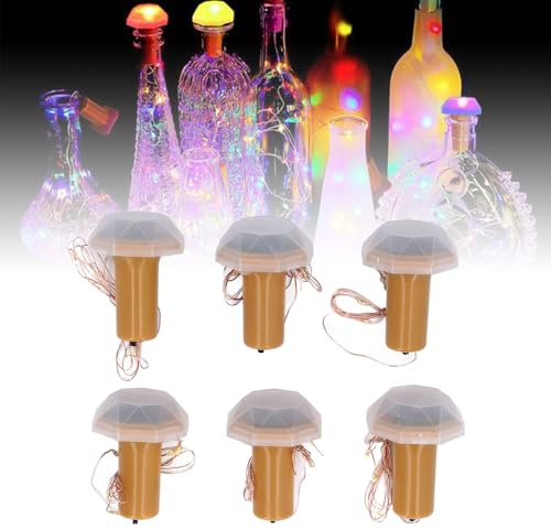 JOROBURO 6pcs Solar Bottle String Light, Decorative LED Wine Bottle Light with Cork, Solar Powered Wine Bottle Lights Operated Fairy Mini String Lights for Christmas Party Wedding Home