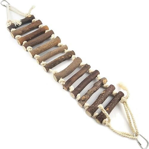 ZAHD Brücke Aus Papageienholz Papageienleiter Hölzerne Strickleiter mit Seil Swing Vögel Holzleiter Brücke Handgefertigte Vogelleiter Kletter für kleine Papageien Sittiche Nymphensittiche