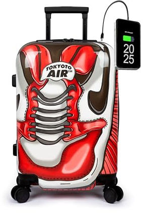 TOKYOTO - Maleta de Cabina Juvenil Infantil Niños Niñas Fans de New York Baloncesto Dibujos Animados Comics Trolley Equipaje Mano Cargador USB 10000mAh 55x35x20 cm Maleta Rígida Ruedas Dobles Sneakers