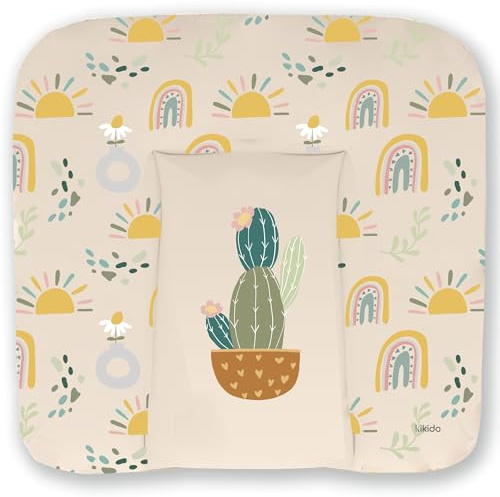 Kikido Wickelauflage 75x70 cm - Kaktus - Baby Wickelauflagen Wasserfest, Abwaschbar und Pflegeleicht - Wickelunterlage Weich Tragbare, Leicht zu Reinigen - OEKO-TEX - Universal-Wickelauflage 75x70