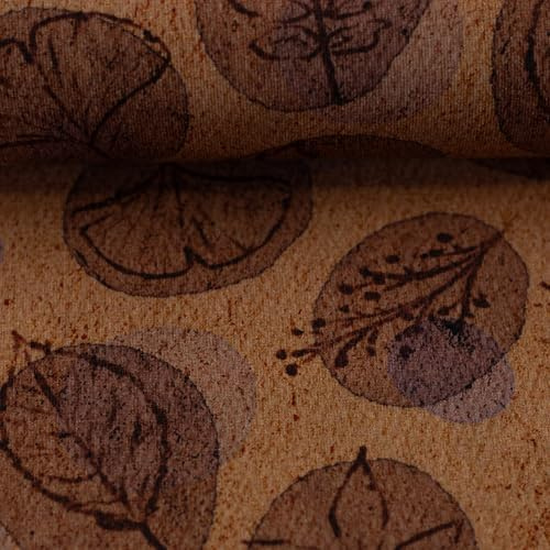 Modal French Terry AUTUMN LEAVES & DOTS | terracotta | Ökotex | Meterware | ab 50x150cm