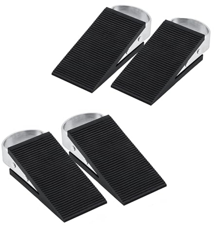 Keil Türstopper schwarz 12 cm x 3 cm - 4er Set - Türpuffer mit rutschfester Unterseite und Aufhängung - Türkeil Türhalter Stopper Puffer Feststeller Halter für Türen