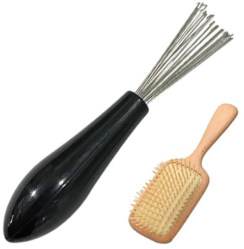 Spazzola per capelli – Spazzola per la pulizia dei pettini con manico in legno – Spazzola per la pulizia dei capelli