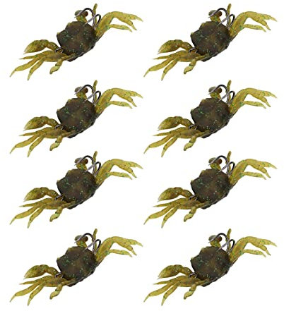 shenruifa 8Pcs Artificial Crab Bait 13cm Simulation Crab Soft Lure Fishing Bait with Hooks for Freshwater Saltwater (Green Brown)