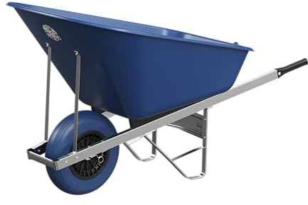 Agri Barrow Wheel Barrow 160 Litre Plastic Wheelbarrow with Puncture Proof Tires, Blue - Ideal for Equestrians, Gardeners, Yard & Garden Maintainers, Farmers, Stable Workers, Allotment Owners