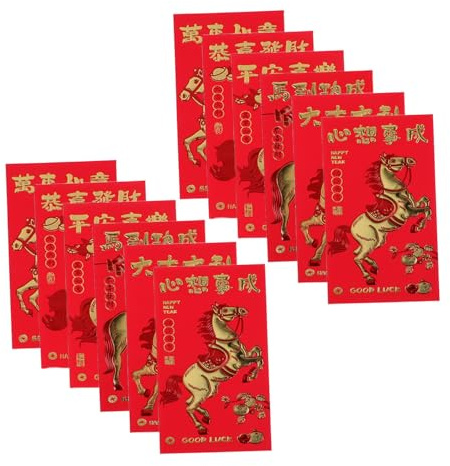 TOPBATHY 30 Stück Chinesische Geldumschläge Jahr Des Pferdes Roter Briefumschlag mit Prägung und Folienprägung für Neujahr Hochzeit Frühlingsfest Geburtstagsfeier Vielseitig und