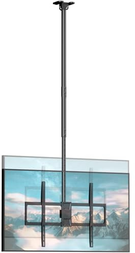 Ceiling TV Mount for 50-100 Inch Flat & Curved TVs up to 176lbs, Full Motion 360° Rotation TV Bracket with Adjustable Height, Tilt & Swivel, Max VESA 800x600mm, Fits LCD LED OLED 4K Screens, Black