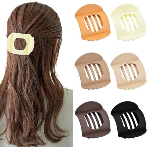Lot de 6 Pinces à Cheveux Plates, Pince Cheveux Femme, Mates, Rondes, Grande Epais Grosse Barrette Cheveux, pour Cheveux Épais Et Fins, Clips Plats Incurvés Confortables