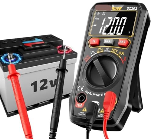 Multimètre numérique SZ202, testeur de tension AC/DC 10 A, ampèremètre, résistance, condensateur, testeur NCV(SZ202 Black)