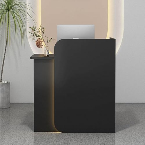 Stilvoller schwarzer Empfangstresen mit abschließbarer Schublade, 120 cm, Rezeption für Salon und Lobby, kompakter Einzelhandel, moderne Empfangsstation, perfekt für Unternehmen