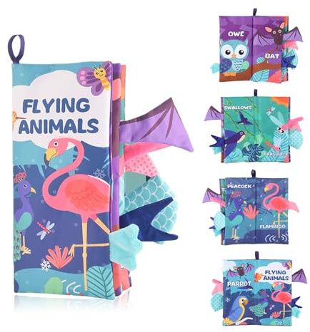 XJLyaya Libro Stoffa Neonato, Libro Sensoriale Neonati, Libri Neonati 0-3 Mesi, Libri Tattili per Bambini 0-6 Mesi, Adatto Come Regalo di Nascita per Maschietti e Femminucce