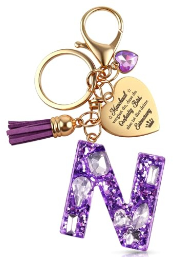 Anruzon Schlüsselanhänger Mädchen Buchstabe - Schlüsselanhänger mit Anfangsbuchstaben Schlüssel Anhänger - Einschulung Geschenk - Keychain Geschenk für Kinder, Mädchen, Frauen