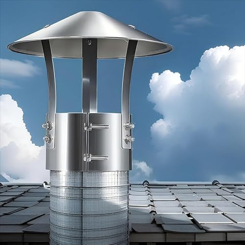 Fumaiolo Comignolo In Acciaio Inox 201, Cappa Per Camino A Cono Copertura Del Tetto Esterno，Anti-uccelli Ventilazione，Antipioggia Per Condotti Di Stufe E Caminetti 100mm(300mm)