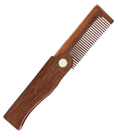 Bartkamm, Bartkamm aus Holz für Herren | Taschenkamm faltbar