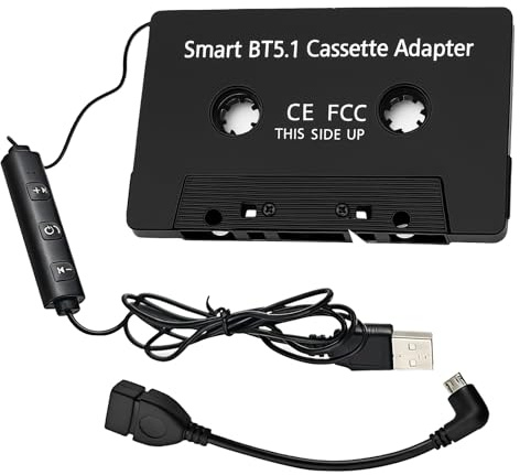 Bluetooth-kassett bil, uppgraderad Bluetooth kassettadapter 5.1 kassettadapter för bilradio bilstereo bilkassettadapter med mikrofon Hi-Fi stereo handsfree-samtal för smartphones/MP3/CD-spelare