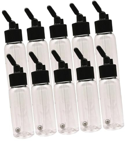 RadianceBiz 10 Pezzi Aerografo Bottiglie per Vernice con Sfere in Acciaio E Tappi Ermetici Set Sifone Trasparente per Spruzzatura Pittura Artisti Adatto per Uso P, 30 Ml