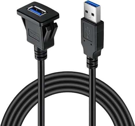 PaYuanRaoTi USB Armaturenbrett-Kabel, 1m, USB Einbaubuchse USB A Verlängerung 1m U-SB Verlängerung U-S-B Einbaubuchse U-SB Buchse U-S-B Buchse Einbau Für Fahrzeuge Möbel Und Arbeitsbereiche