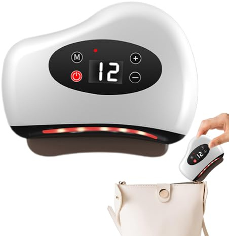 Dispositivo Di Gua Sha Elettrico Con Luce Rossa E Riscaldamento - Tavola Di Gua Sha In Pietra Bian E Massaggio Posteriore Con 12 Livelli Di Vibrazione | Strumento Multifunzionale Per Collo, Spalle