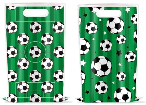 Ovanda 20 Stück Papiertüten Fussball,Fußball Geburtstag Geschenk Taschen,Mitgebsel Fussball Geburtstag Junge,Kindergeburtstagen Geburtstagstüten für Süßigkeiten,Geburtstag Kinder Mottoparty Giveaways