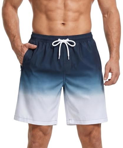 Donason Bañador Hombre Secado Rápido Pantalones Cortos de Playa Piscina Verano Traje de Baño Transpirable con Forro de Malla Suave, Bañadores de Natación Surf con Bolsillos con Cremallera y Cordón