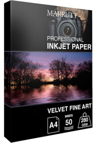 Marrutt 280gsm Velvet Fine Art Inkjet Photo Paper - A4 50 Sheets