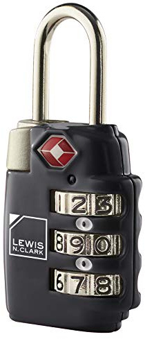 Lewis N. Clark Travel Sentry TSA-Approved Luggage Lock, Large 3 Dial Combination with Easy Read Dials - Black (Pack of 2)