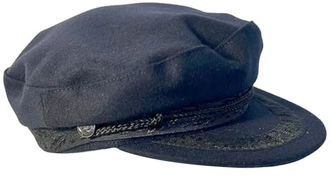 Thorness Traditional Wool Breton Cap | Size 58cm | Captain Fisherman Mariner Yachtsman Sailors Fiddlers Cap | Baker Boy Flat Cap Skipper | Designed in the UK Navy Blue