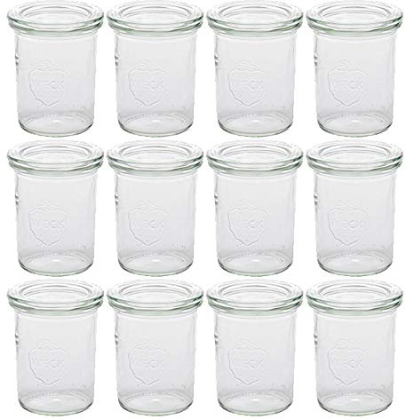 Weck - Juego de 12 tarros de cristal con tapa (160 ml, altura 8,5 cm)
