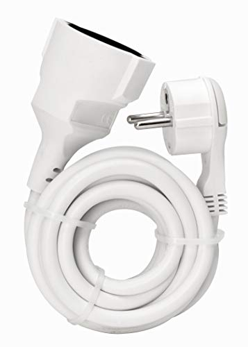 Kopp Cavo di prolunga con contatto di terra a spina piatta, 3m, IP20, 250V (16A), prolunga del cavo di alimentazione con maggiore protezione dei contatti, per uso interno, bianco artico, 143602080