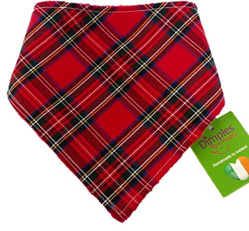 Dimples Hundehalstuch - Schottenkaro rot - Halstuch für kleine mittlere und Grosse Hunde Welpen und Katzen - Hunde Besitzer Geschenk - Handgemachtes Hunde Accessoire 45cm