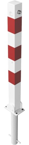 BAUZAUNWELT Absperrpfosten 70 x 70 mm umlegbar – zum Einbetonieren mit Bodenhülse & Dreikantverschluss DIN 3223 – versenkbarer Pfosten für Zufahrten, Parkplätze & Absperrungen – verzinkt & wetterfest
