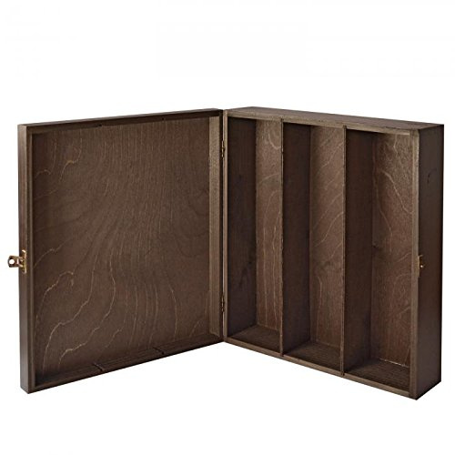 KDS Weinkiste für 3 Flaschen Weinbox Geschenkbox Holzkiste Holz braun